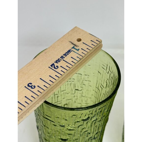 VTG Anchor Hocking Avocado Green Textured Glass Tumblers Set 2 Mid-Century 3"x5" - Picture 7 of 7